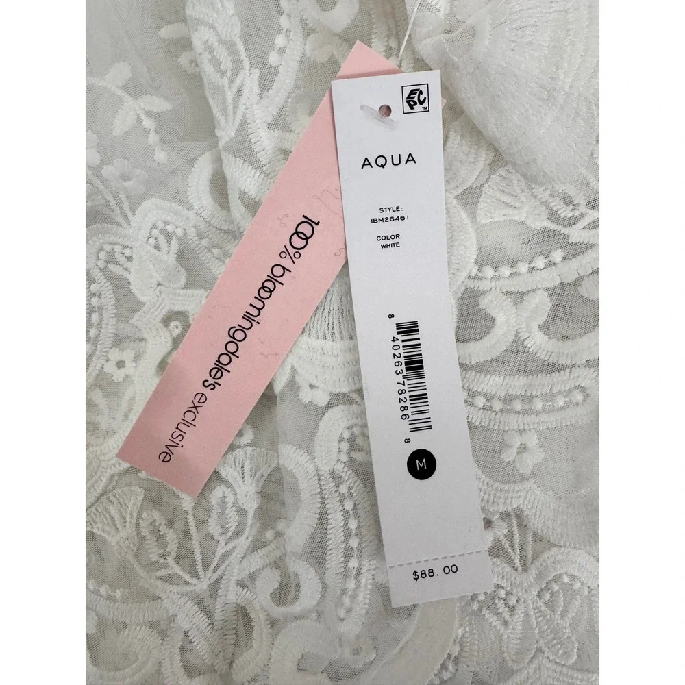 AQUA Lace‎ Halter Top Ruffle Tiered Sleeveless Party Festival White M - Picture 7 of 9